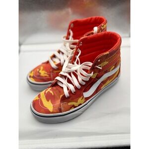 Vans Sk8-Hi Orange Camouflage High‎ Top Skate Shoes Youth US 4.5 Women's US 6